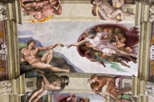 Painting of Sistine Chapel ceiling by Michelangelo